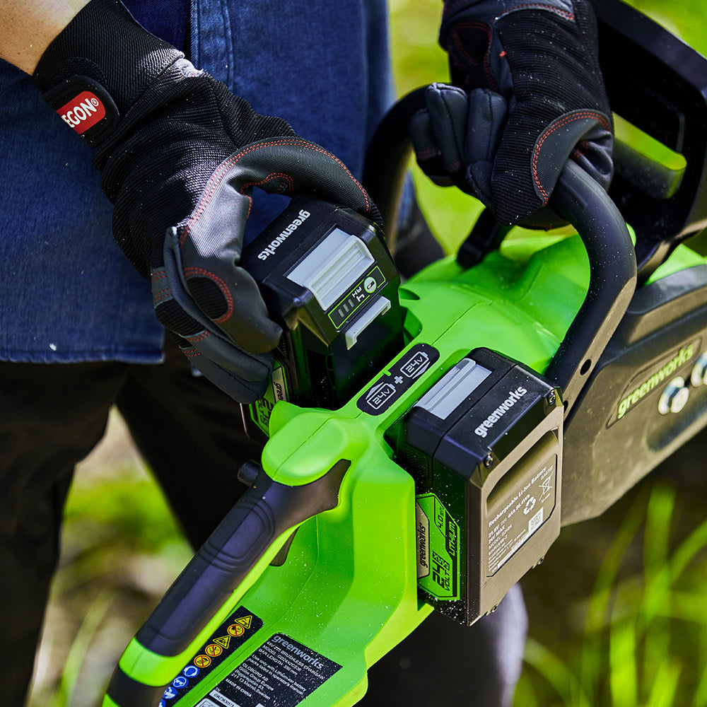 POWERALL 48 V (24 V × 2) motorsåg 36 cm – 2× 4 Ah-batteri