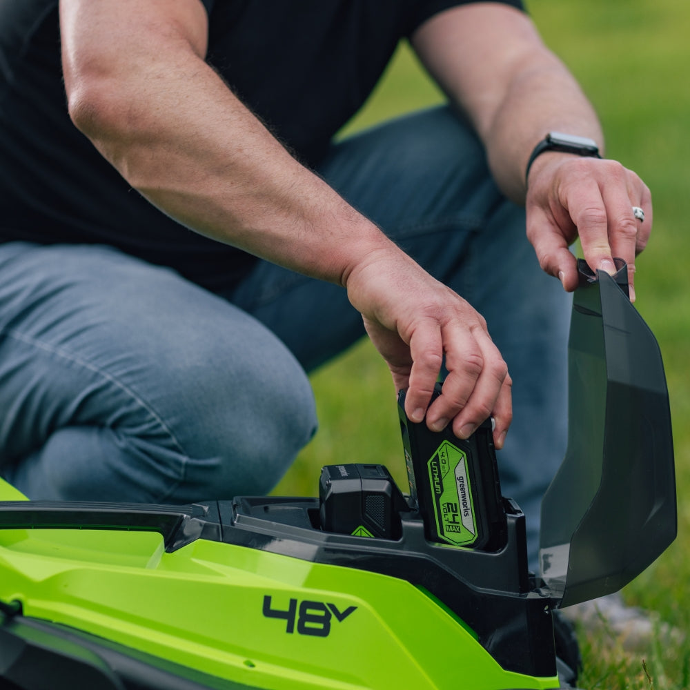 POWERALL 48 V (24 V x 2) gräsklippare 36 cm – 2x 4 Ah-batteri