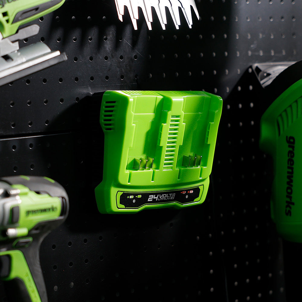 POWERALL 24V startpaket med 2 x 4 Ah-batterier och laddare med dubbla laddplatser
