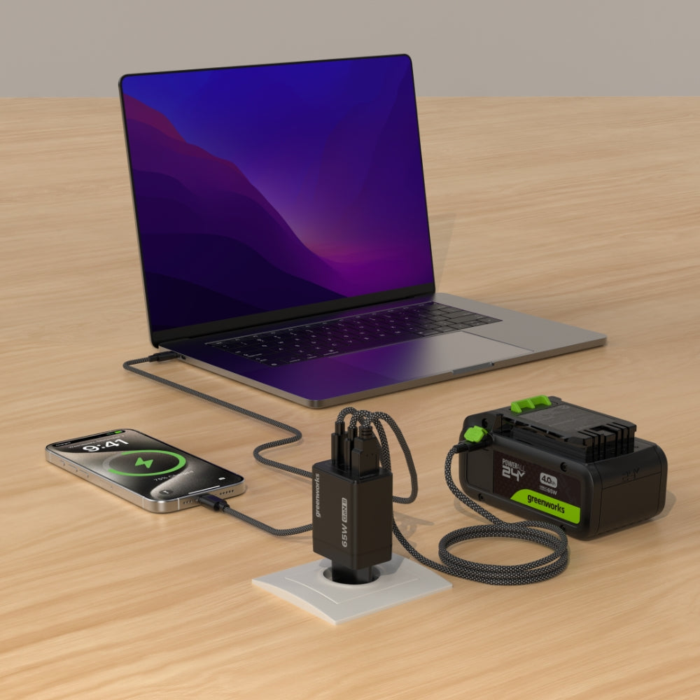 POWERALL 24 V startpaket med 4 Ah USB-C-batteri + 65 W laddare
