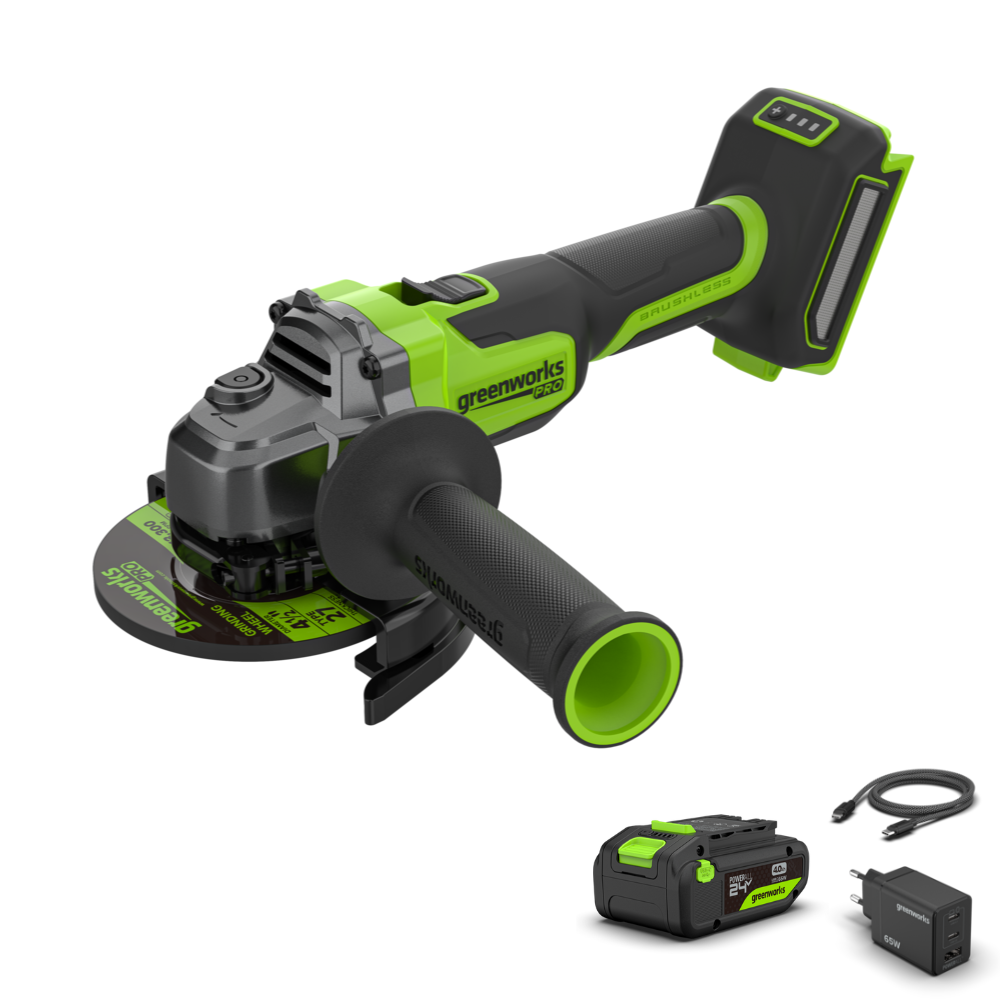 POWERALL 24 V PRO-vinkelslip – 4 Ah-batteri