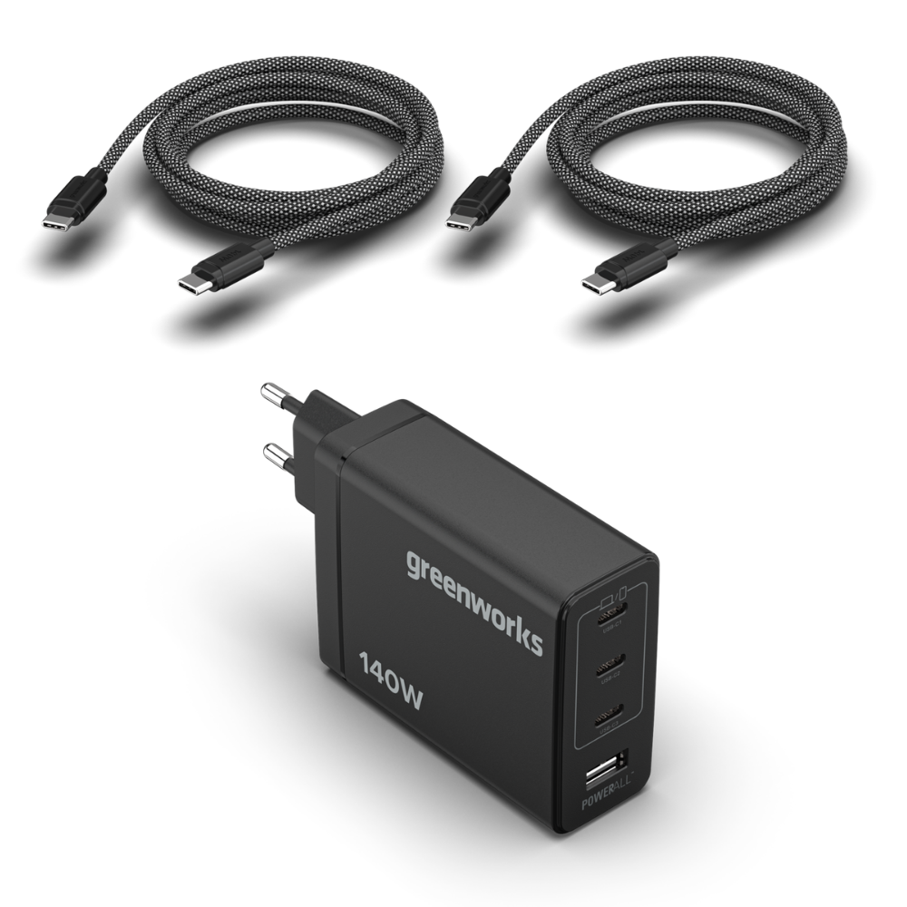 POWERALL 24 V 140W USB-C-laddare + 2x 140W USB-C-kablar