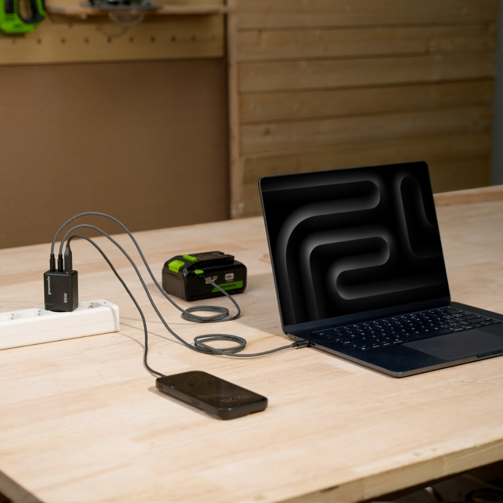 POWERALL 24 V startpaket med 2 Ah USB-C-batteri + 65 W laddare