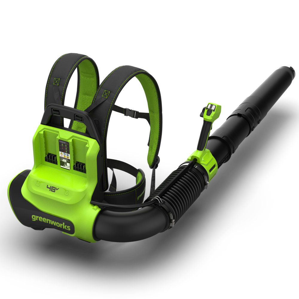 POWERALL 48 V (24 V x 2) ryggburen lövblås 297 km/h – 2 x 8 Ah-batteri