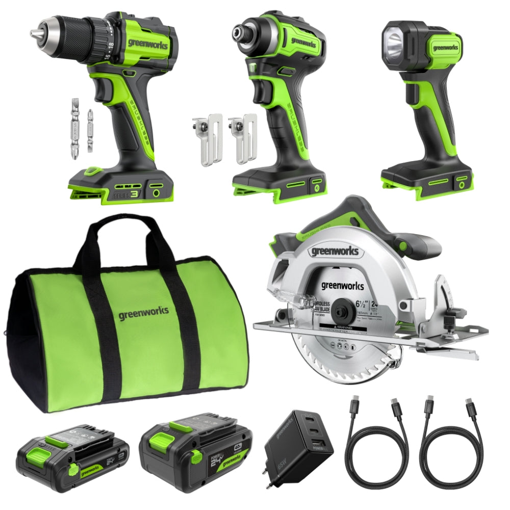 POWERALL 24 V kombinationsset med 4 elverktyg – 2 batterier