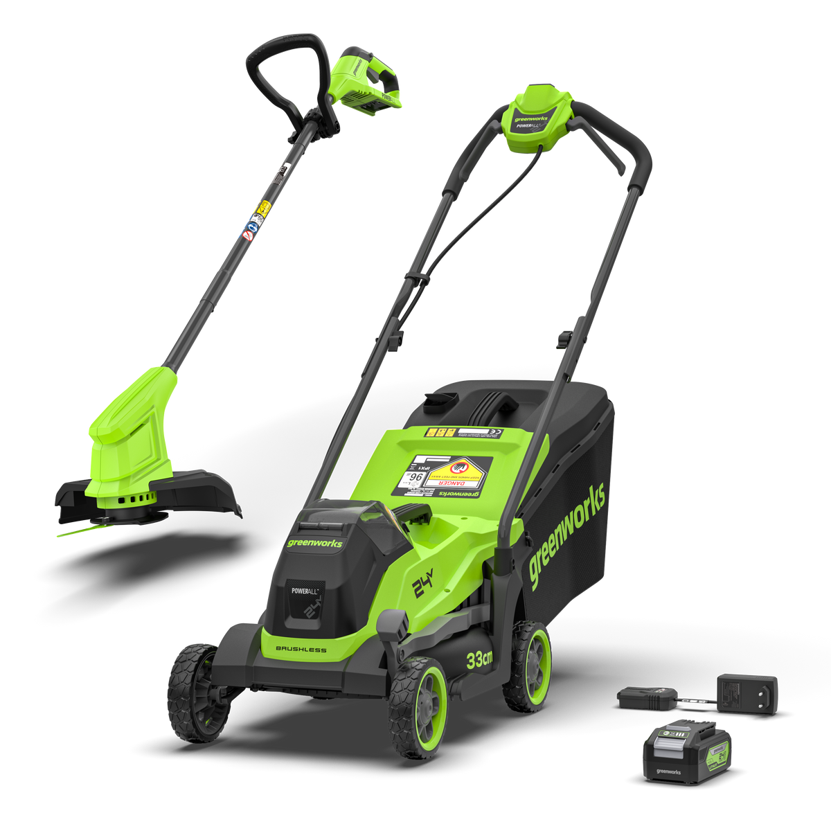 POWERALL 24 V gräsklippare 33 cm + grästrimmer 25 cm Gen. II-set