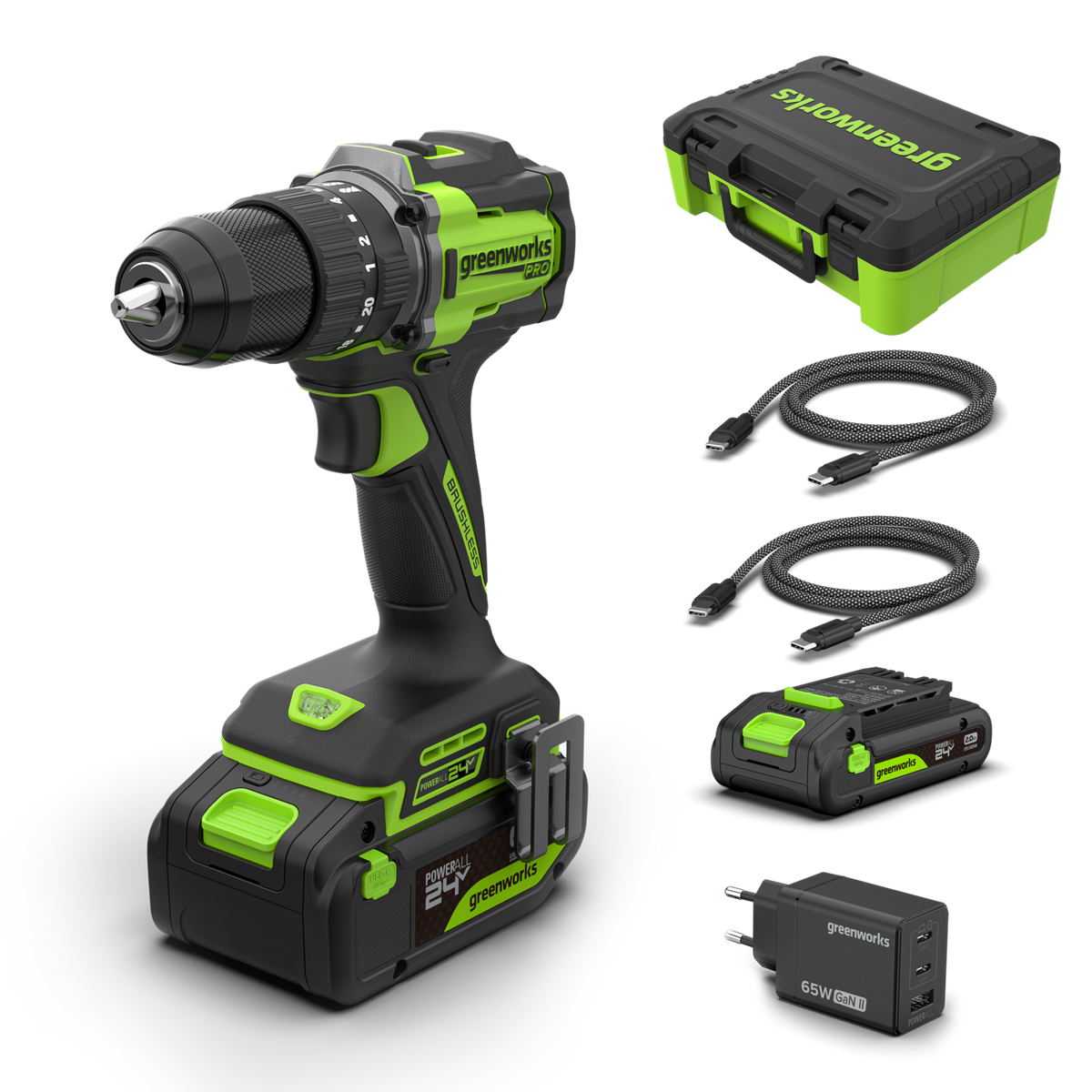 POWERALL 24 V PRO slagborrmaskin 60 Nm – 2 batterier