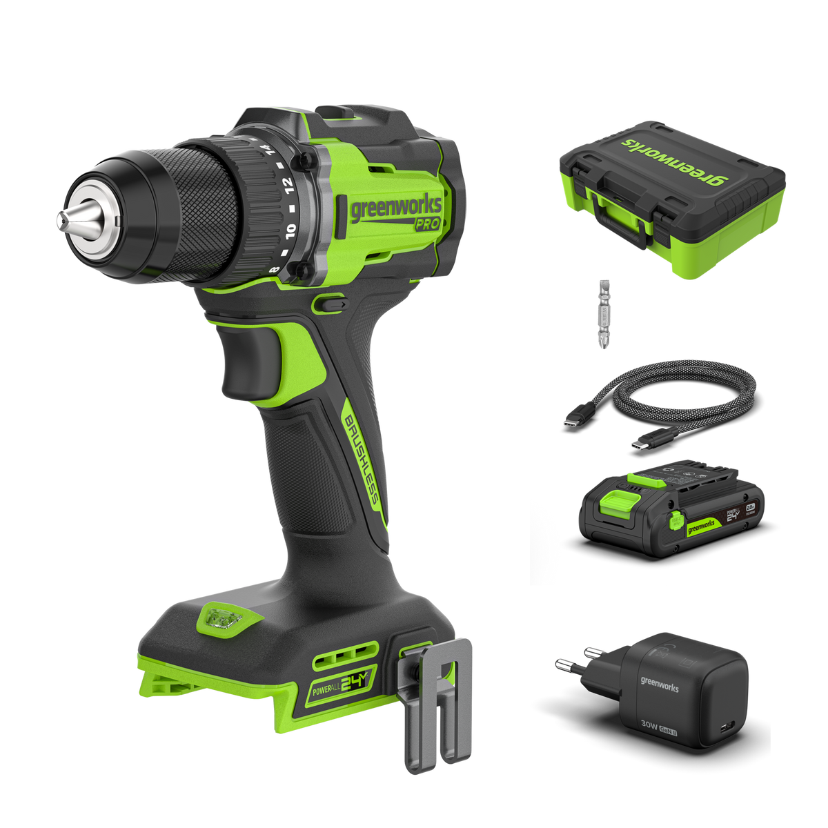 POWERALL 24 V PRO slagborrmaskin 60 Nm – 2 Ah-batteri
