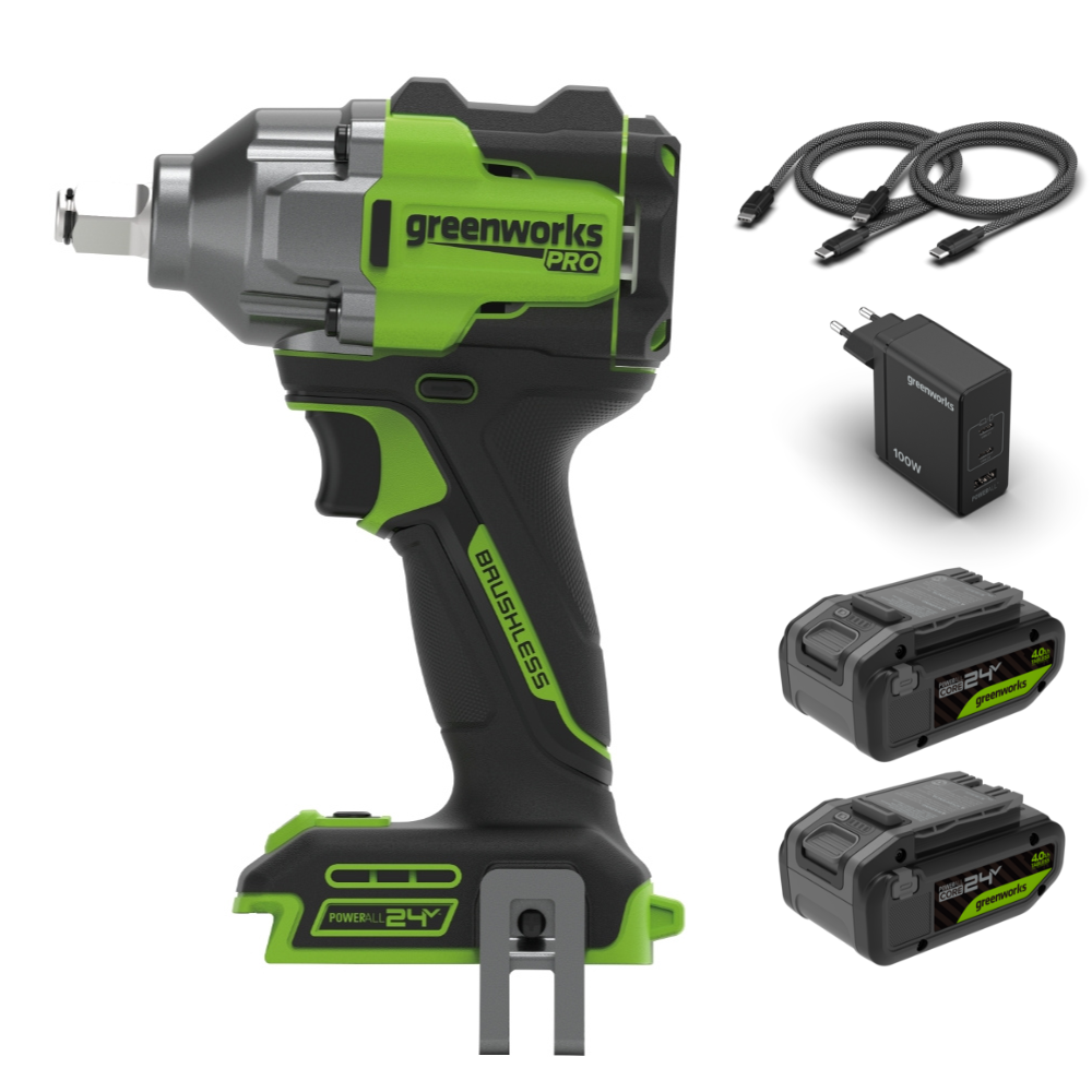 POWERALL 24 V mutterdragare 550 Nm – 2 x 4 Ah-batteri