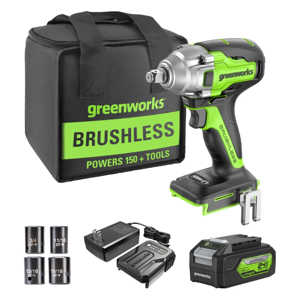 POWERALL 24 V slagskruvdragare 400 Nm – 4 Ah-batteri