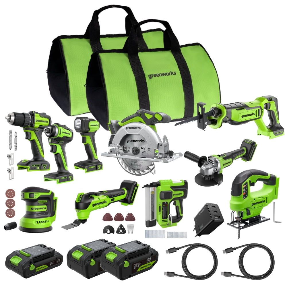 POWERALL 24 V kombinationsset med 10 elverktyg – 3 batterier