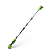 Gardening tool with green handles on a white background