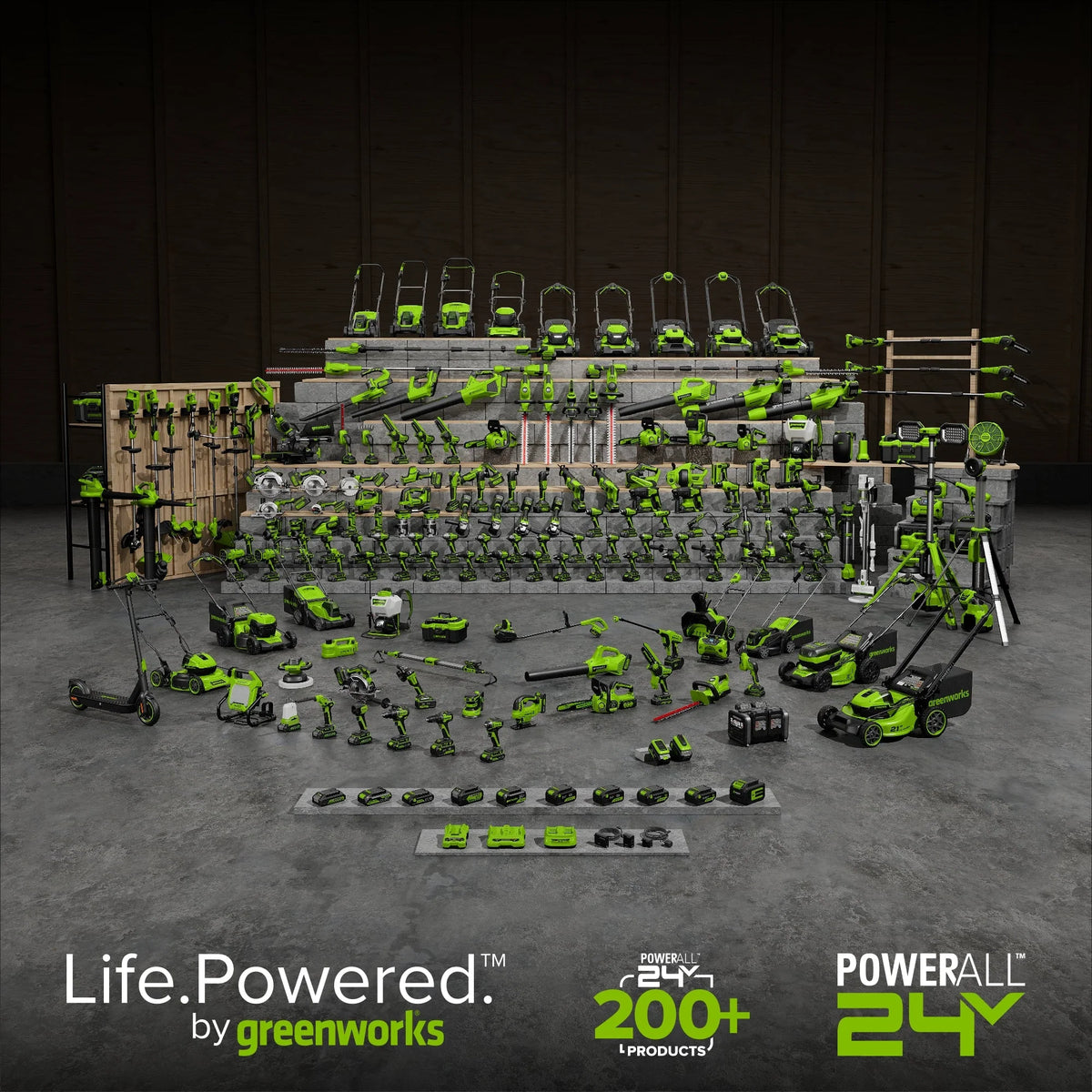 POWERALL 48 V (24 V × 2) mossrivare/vertikalskärare 2-i-1 38 cm – endast verktyg