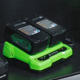 POWERALL 24V startpaket med 2 x 4 Ah-batterier och laddare med dubbla laddplatser