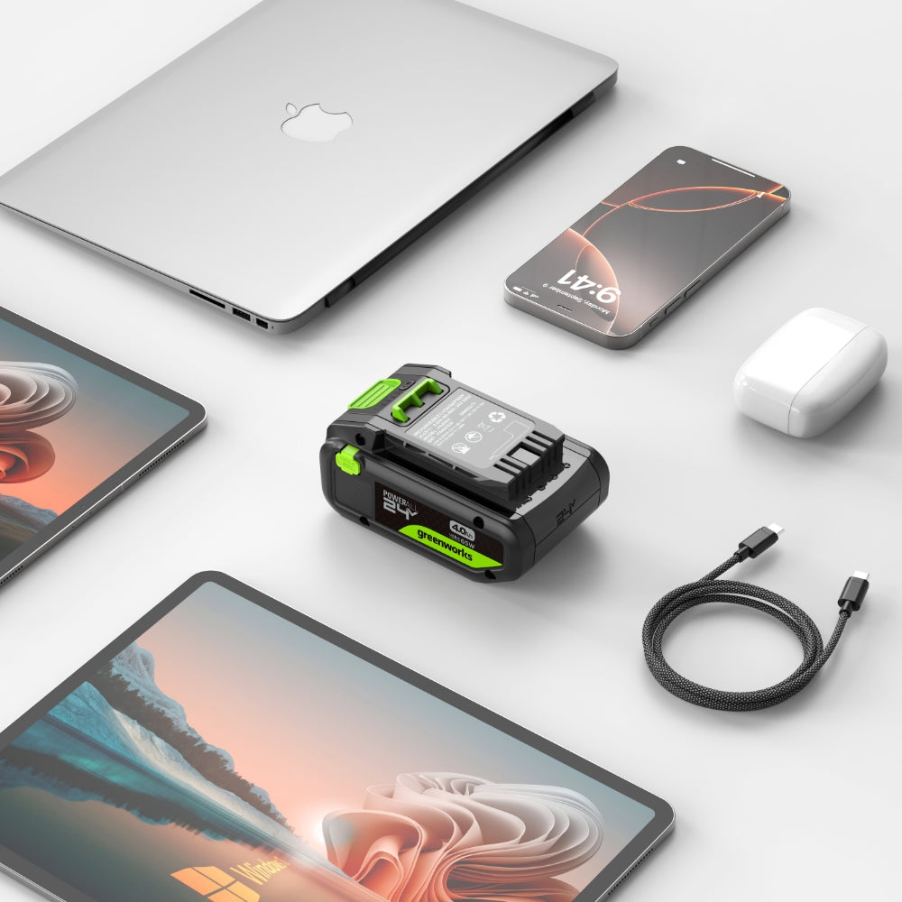 POWERALL 24 V startpaket med 4 Ah USB-C-batteri + 65 W laddare
