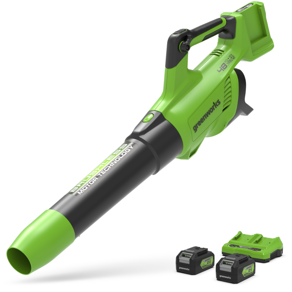 POWERALL 48 V (24 V x 2) lövblås 217 km/h – 2 x 4 Ah-batteri