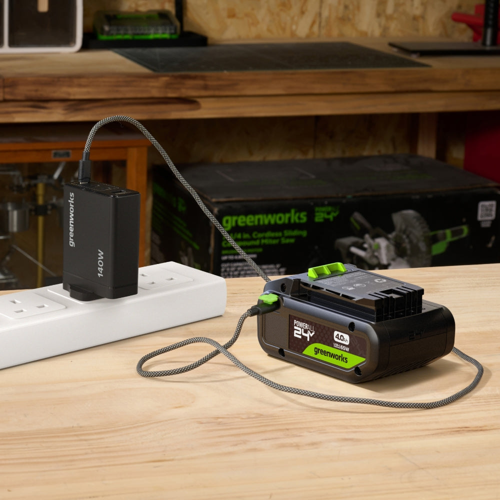 POWERALL 24 V startpaket med 2 × 4 Ah USB-C-batterier + 140 W laddare