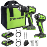 POWERALL 24 V borrskruvdragare + slagskruvdragare, set – 2x 2 Ah-batterier