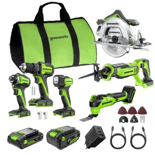 POWERALL 24 V kombinationsset med 6 elverktyg – 2 batterier