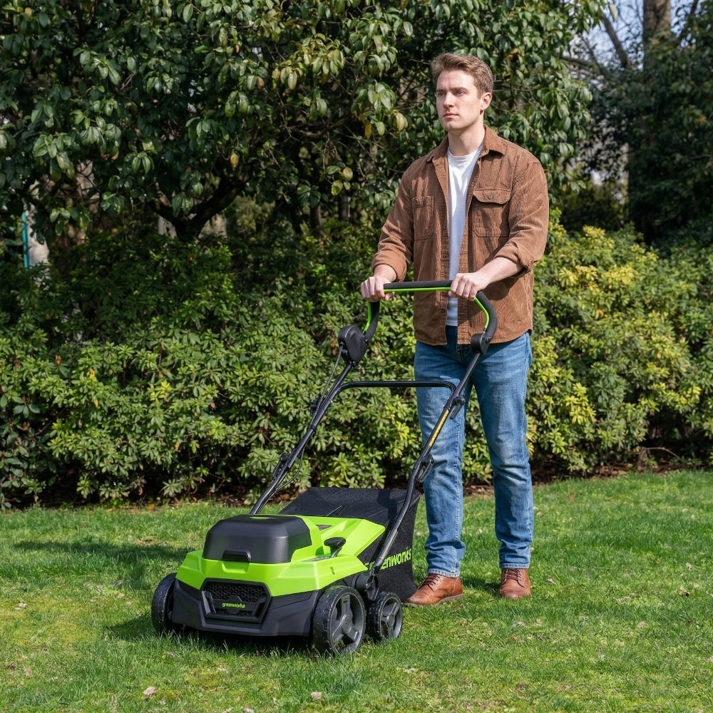 POWERALL 48 V (24 V × 2) mossrivare/vertikalskärare 2-i-1 38 cm – endast verktyg