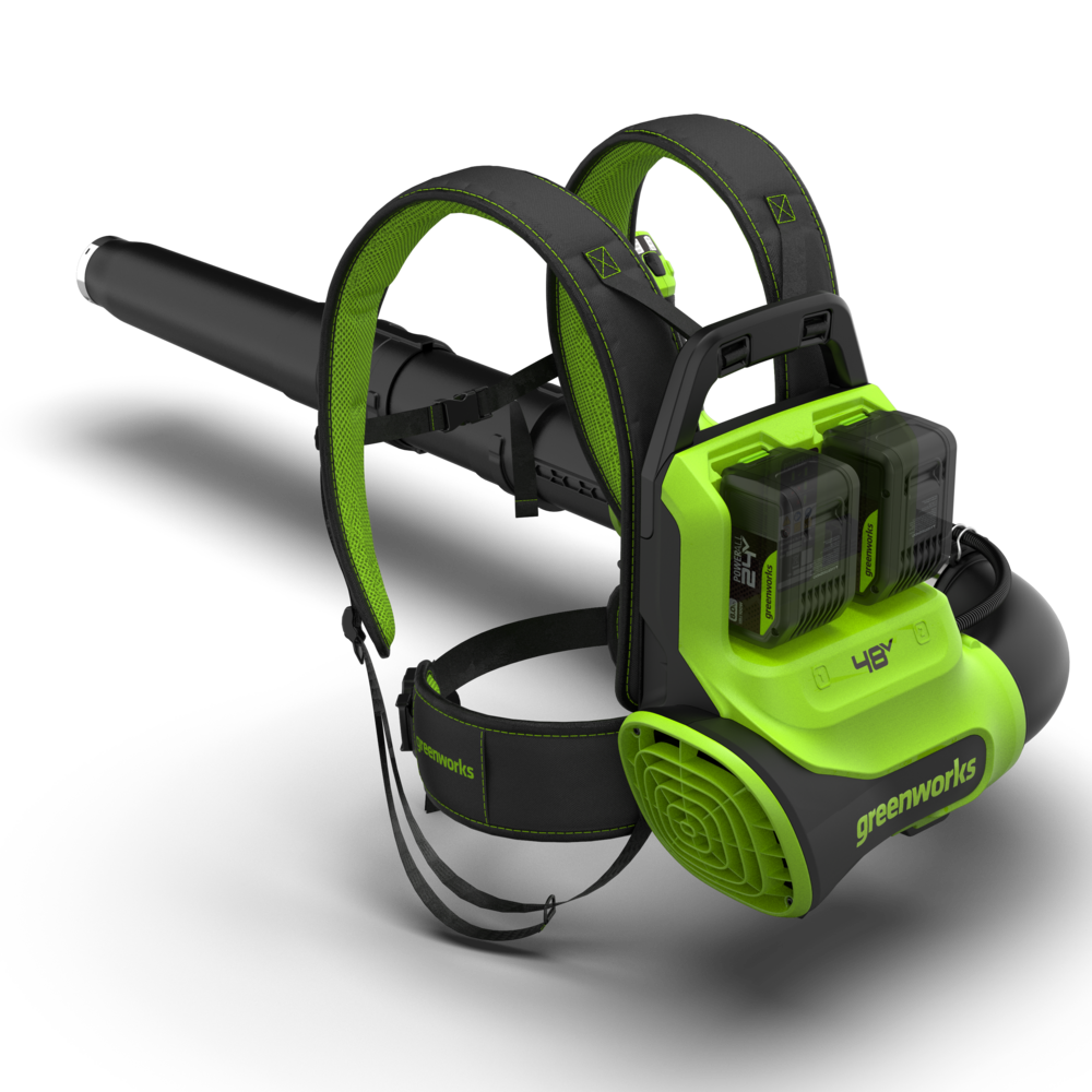 POWERALL 48 V (24 V x 2) ryggburen lövblås 297 km/h – 2 x 8 Ah-batteri
