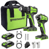 POWERALL 24 V borrskruvdragare + slagskruvdragare, set – 2x 2 Ah-batterier