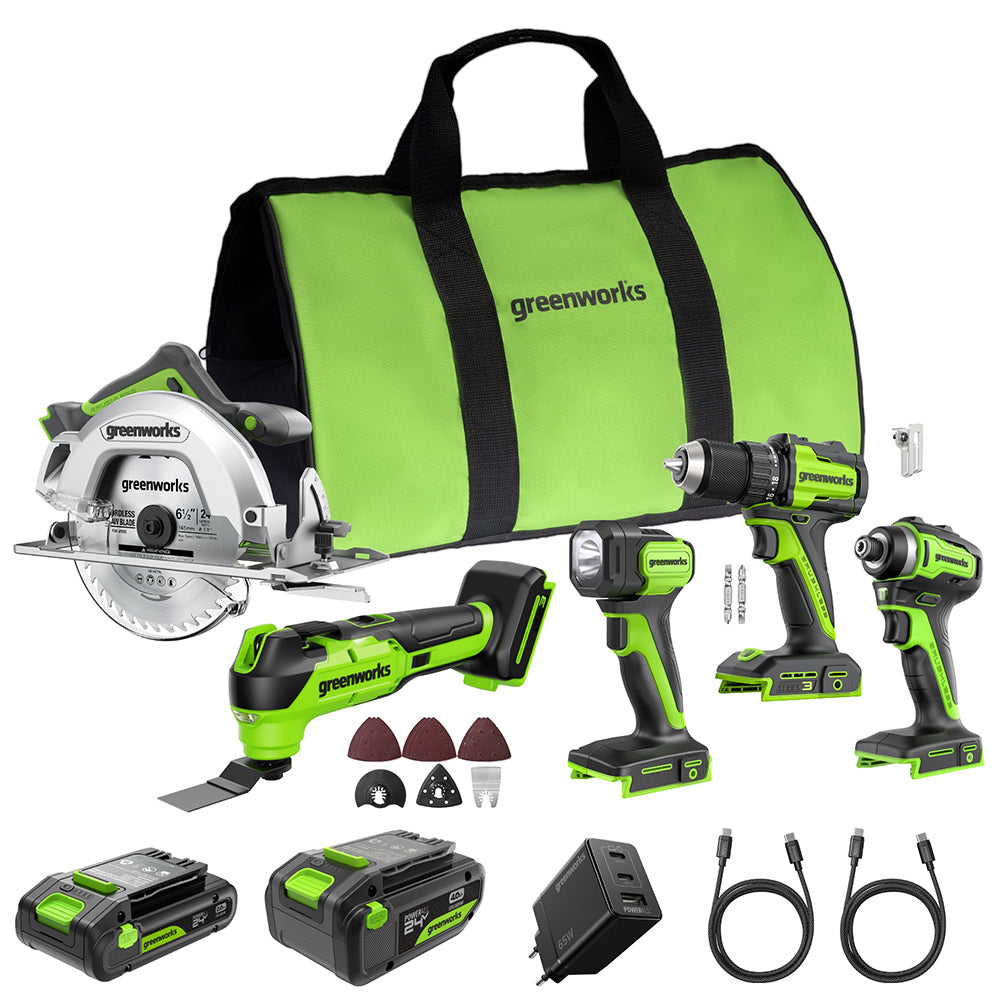 POWERALL 24 V kombinationsset med 5 elverktyg – 2 batterier