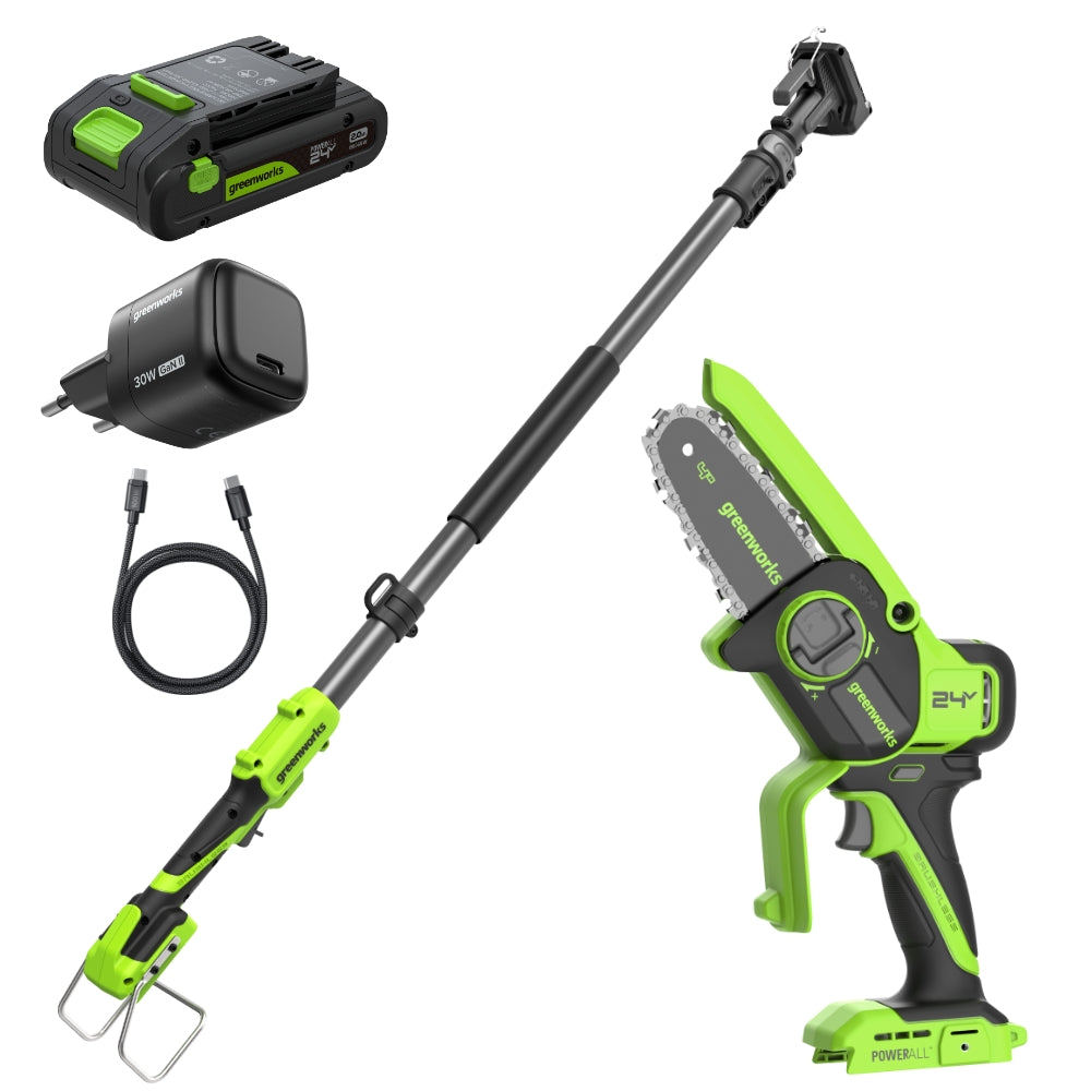 POWERALL 24 V minisåg 10 cm, gen. II med förlängningsskaft – 2 Ah-batteri