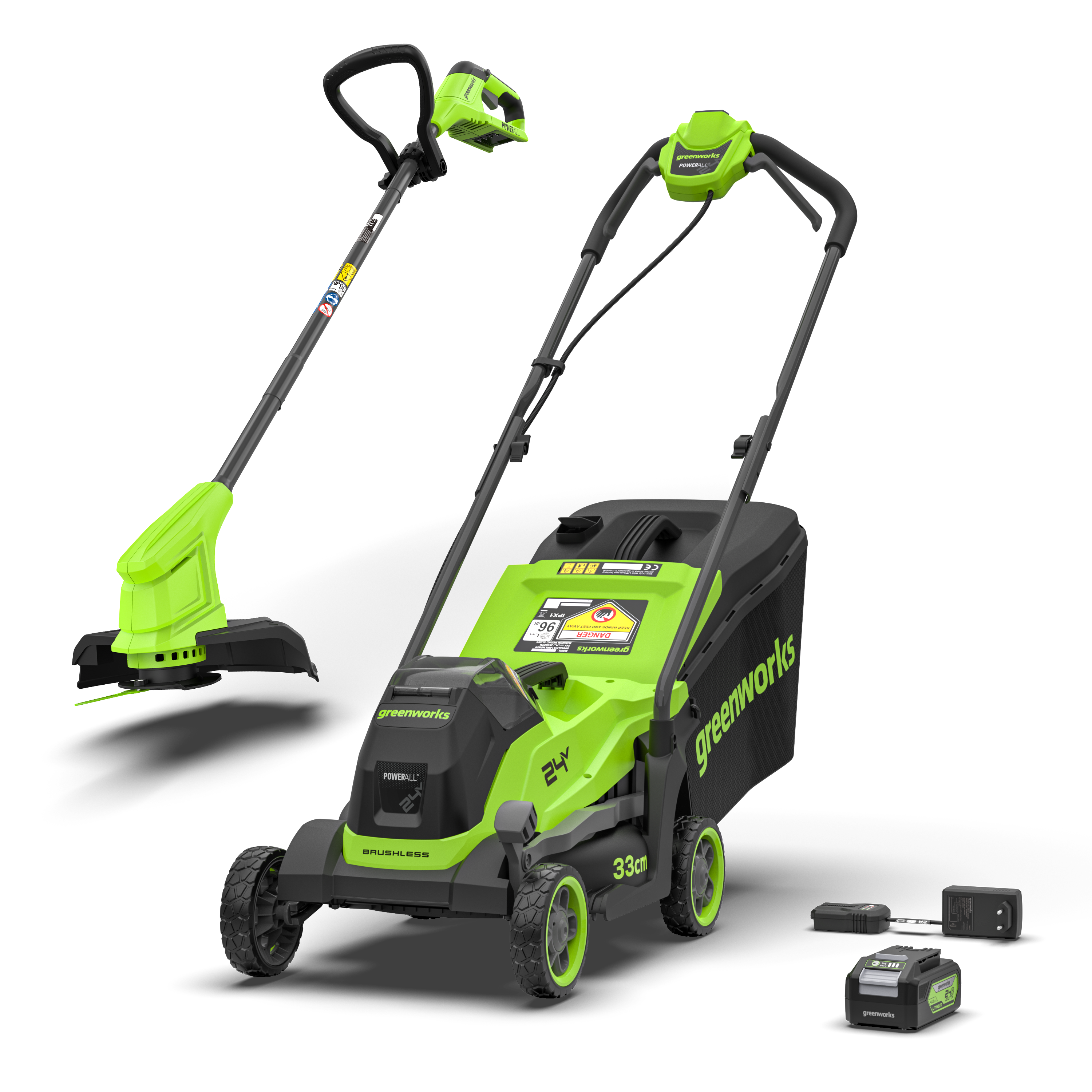 POWERALL 24 V gräsklippare 33 cm + grästrimmer 25 cm Gen. II-set