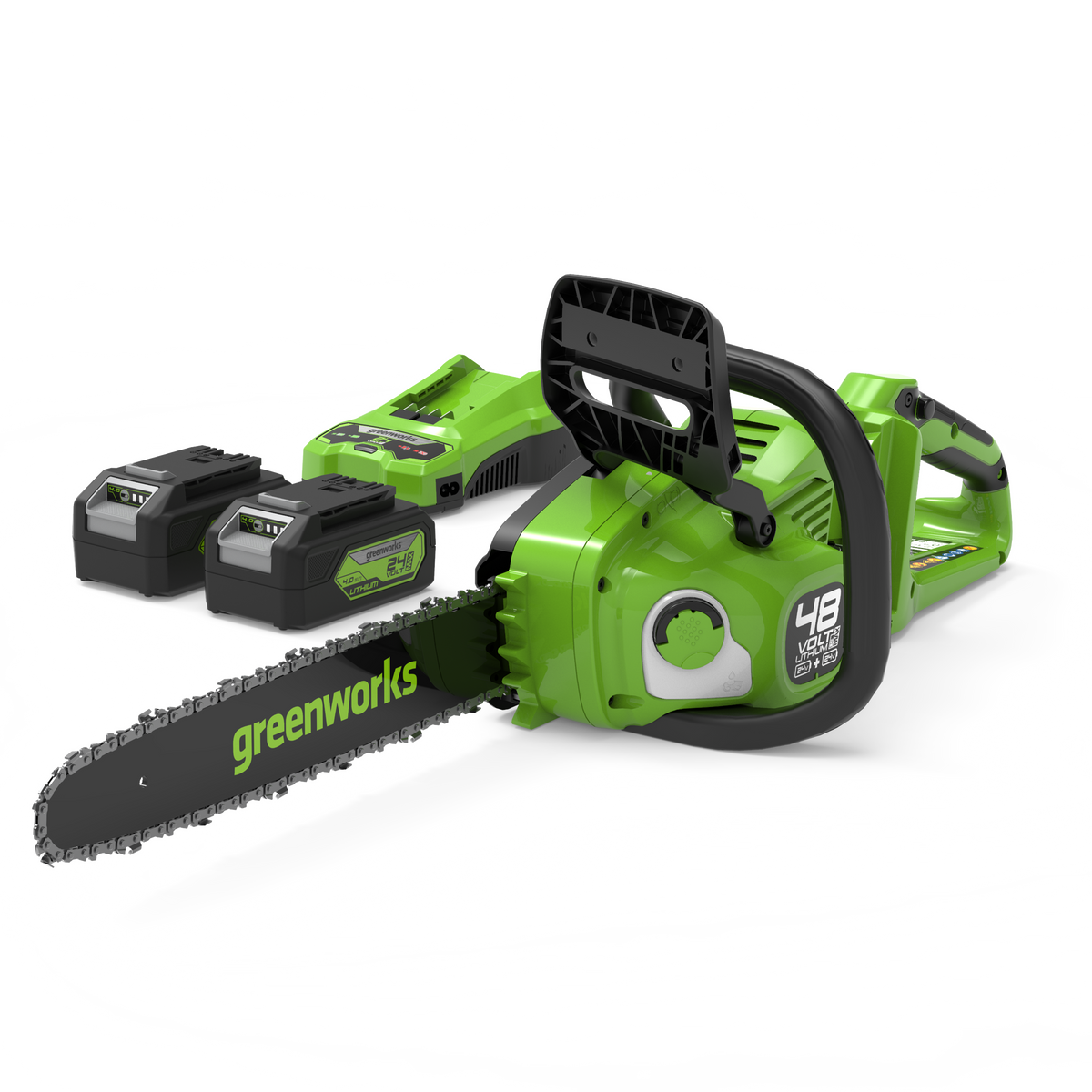 POWERALL 48 V (24 V × 2) motorsåg 36 cm – 2× 4 Ah-batteri