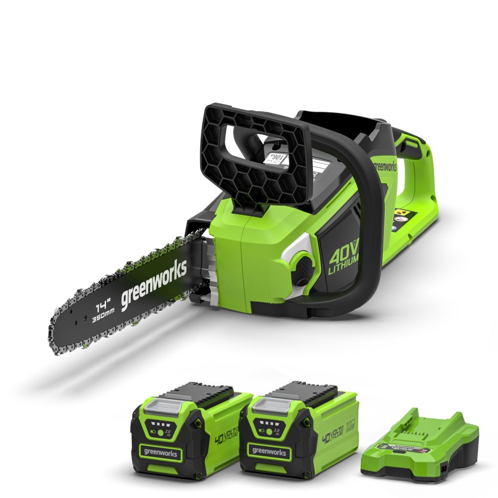 40 V motorsåg 35 cm – 2× 2 Ah-batteri