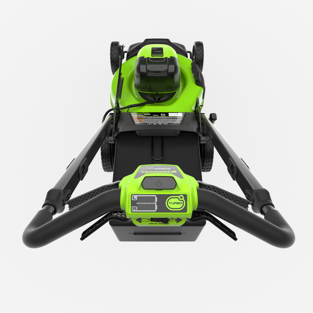 POWERALL 48 V (24 V x 2) gräsklippare 51 cm, självgående – 2 × 6 Ah-batteri