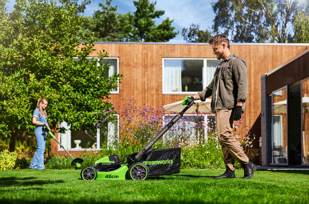 POWERALL 48 V (24 V x 2) gräsklippare 46 cm SP Gen. II – 2 x 4 Ah batteri