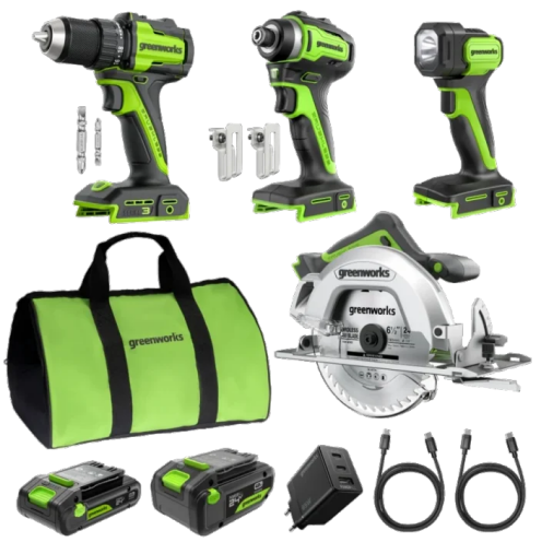 POWERALL 24 V kombinationsset med 4 elverktyg – 2 batterier