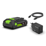 POWERALL 24 V startpaket med 2 Ah USB-C-batteri + 65 W laddare