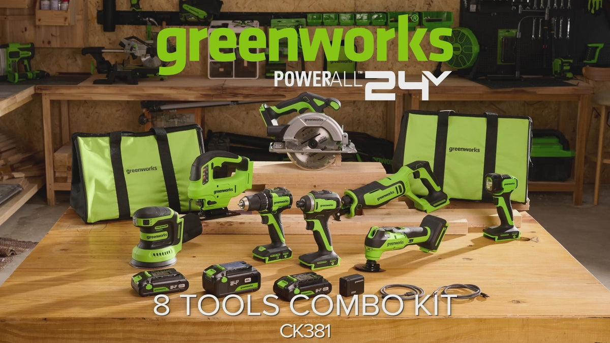POWERALL 24 V kombinationsset med 8 elverktyg – 3 batterier